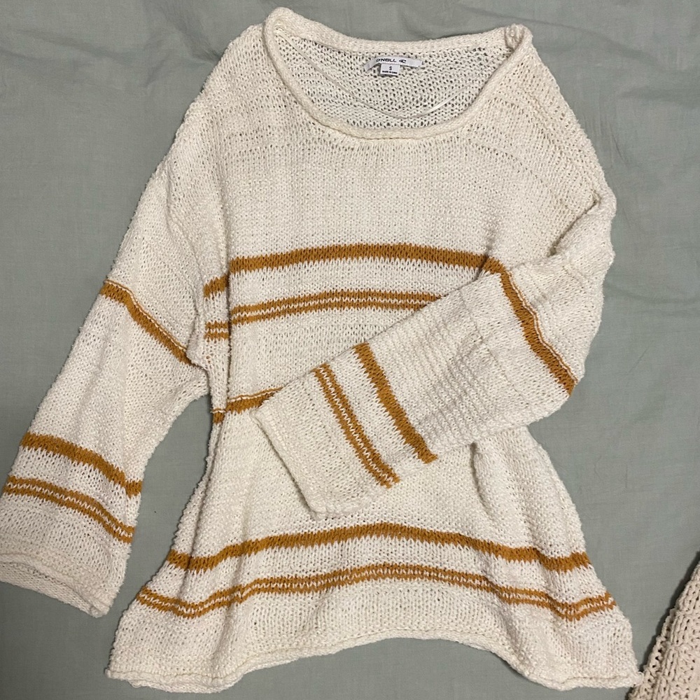 Yellow and cream knit sweater